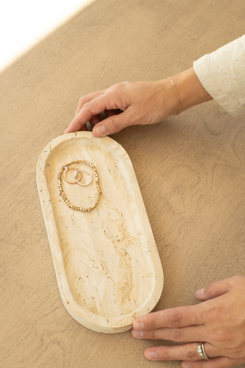 Travertine and Lava Rock Oval Trays