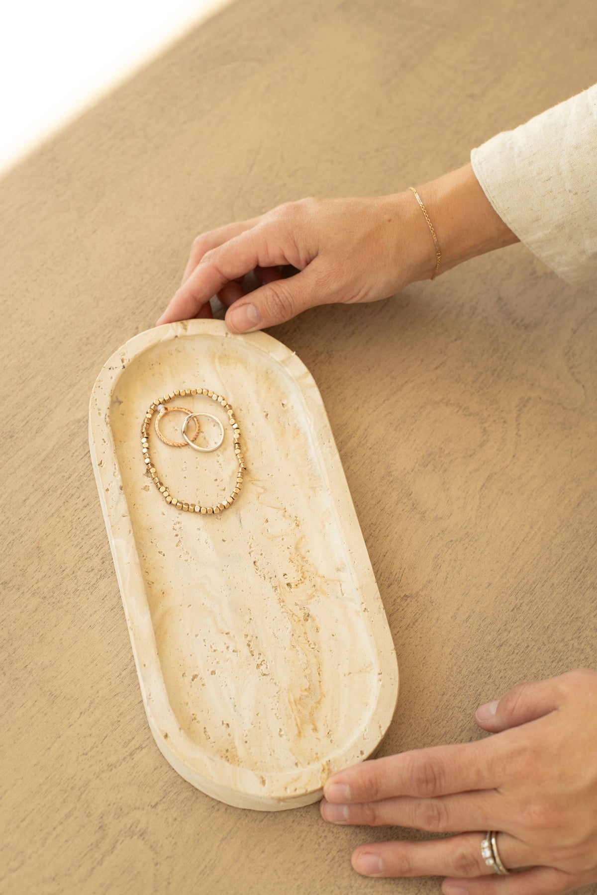 Travertine and Lava Rock Oval Trays