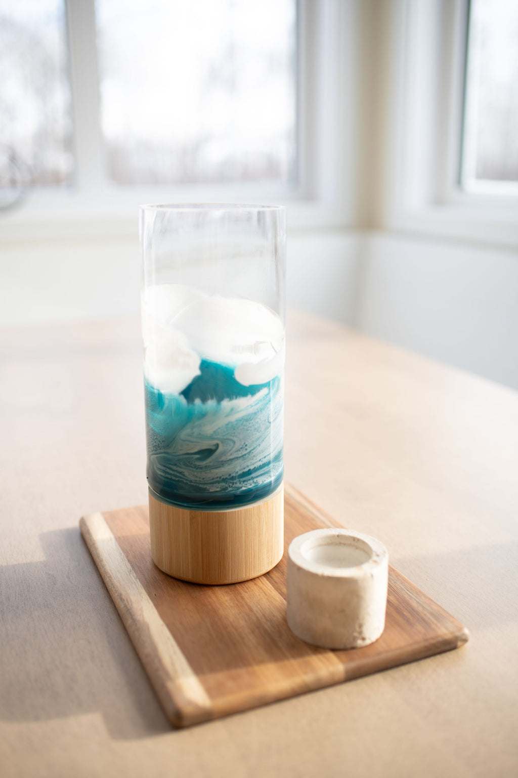 Resin Accented Vase with Bamboo Base