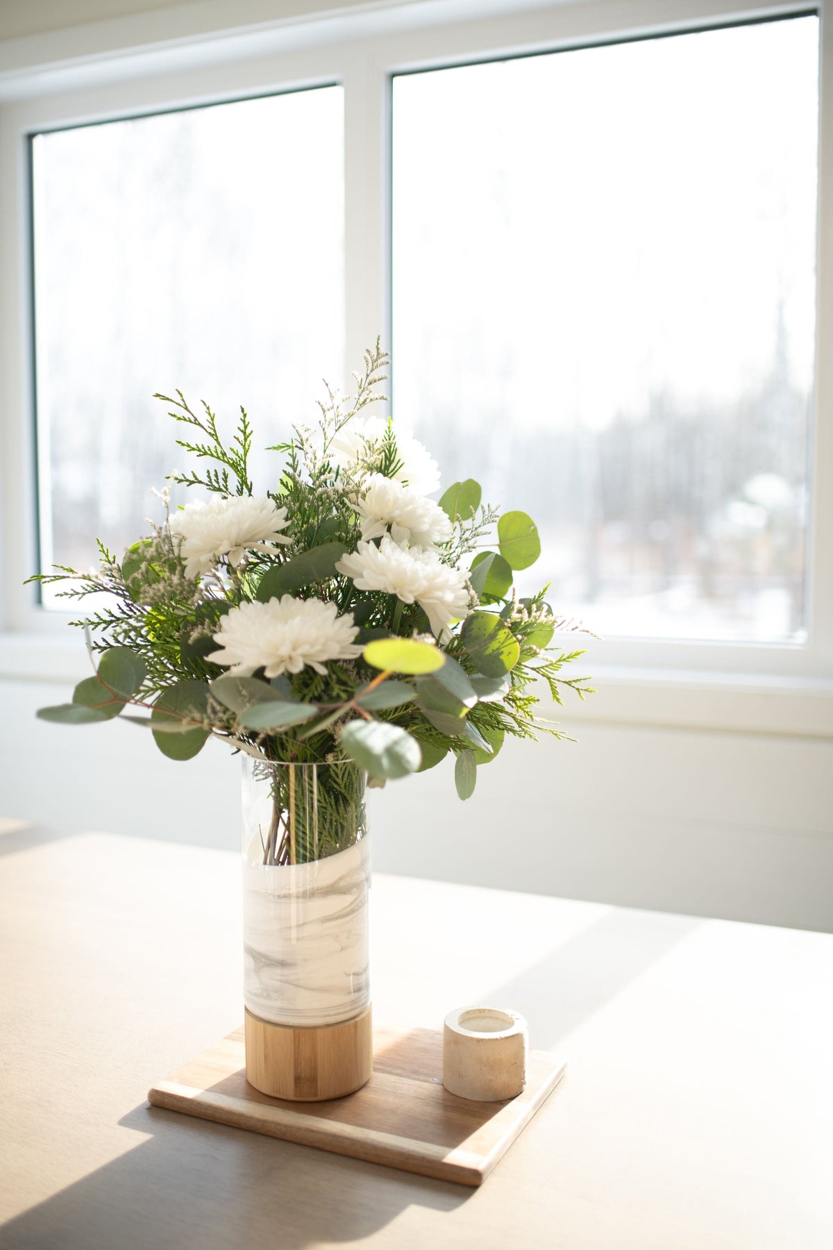 Resin Accented Vase with Bamboo Base