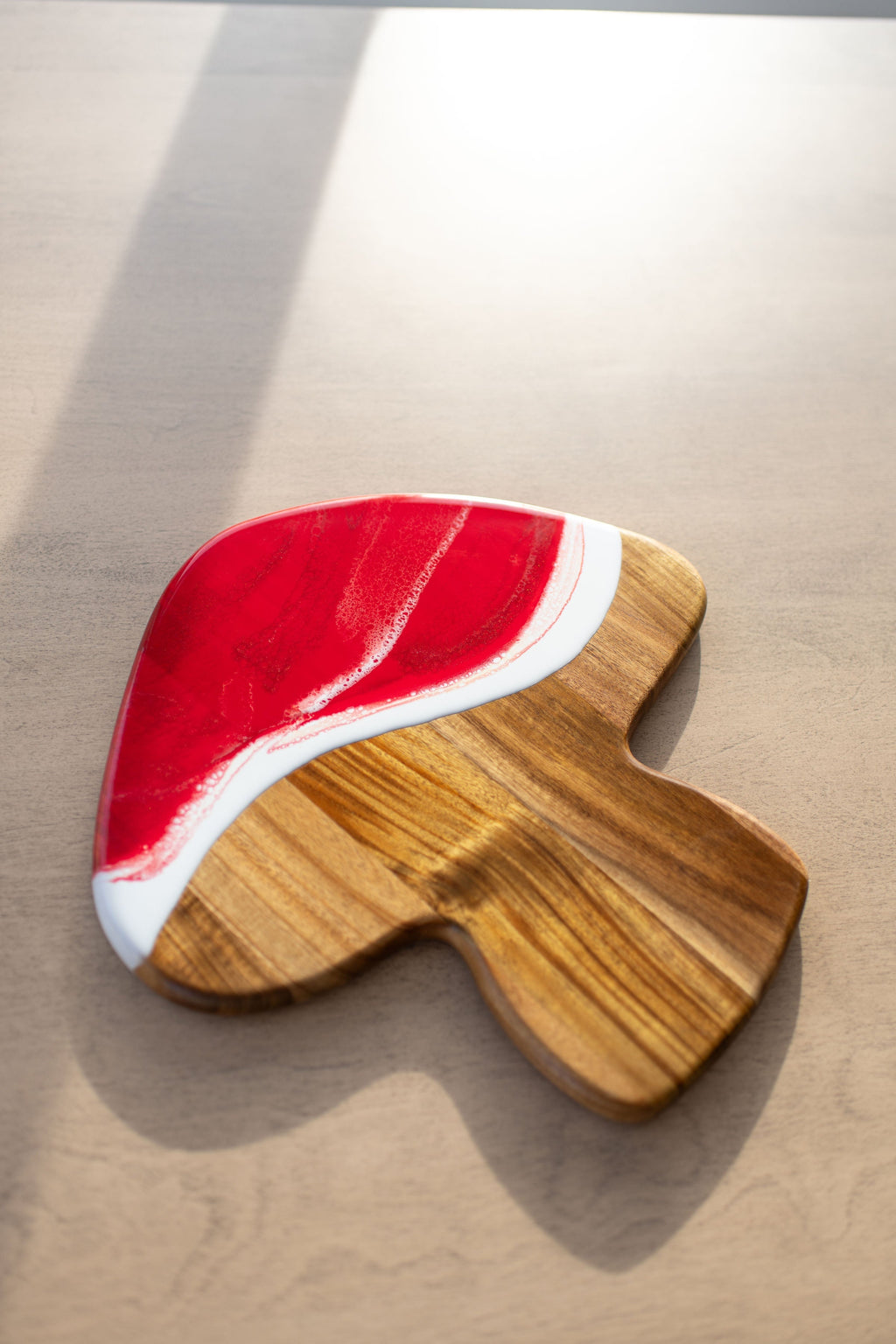 Mushroom Shaped Acacia Cheese Board and Ceramic Tray