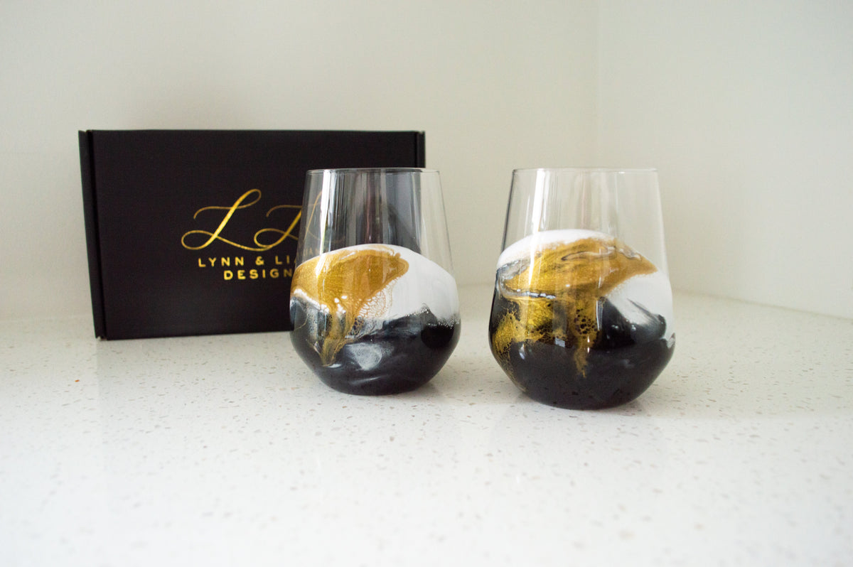 Resin Coated Wine Glasses (Set of 2)