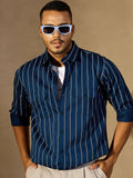 Adoni Striped Relaxed Fit Everyday Men's Shirt - Blue & Light Blue