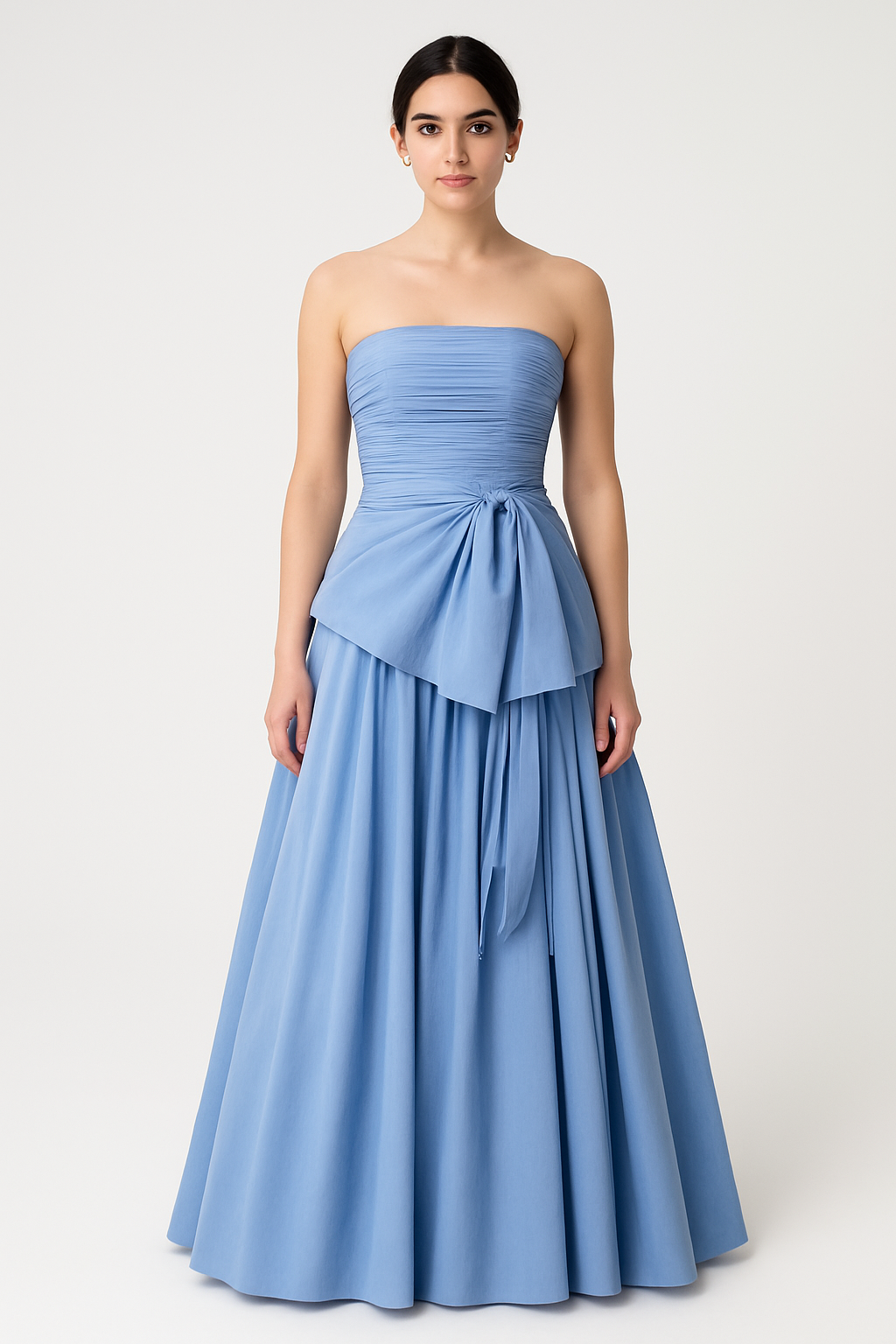 Dubai Luxury A-Line Evening Dress – Strapless, Floor-Length with Bow, Sleeveless Prom & Party Gown for Women