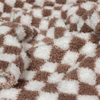 Chocolate Milk & White Check Print Extended Throw