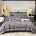 Royal Retreat Gold Edging Embroidered 1000 TC Duvet Set - Grey