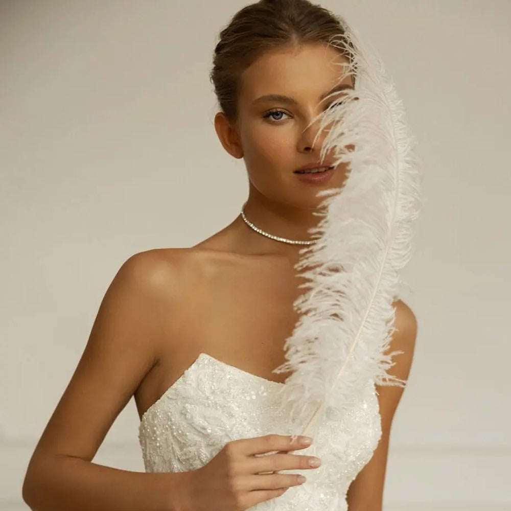 2-in-1 Mermaid Wedding Dress – Off-the-Shoulder Boat Neck Trumpet Style, Custom Made