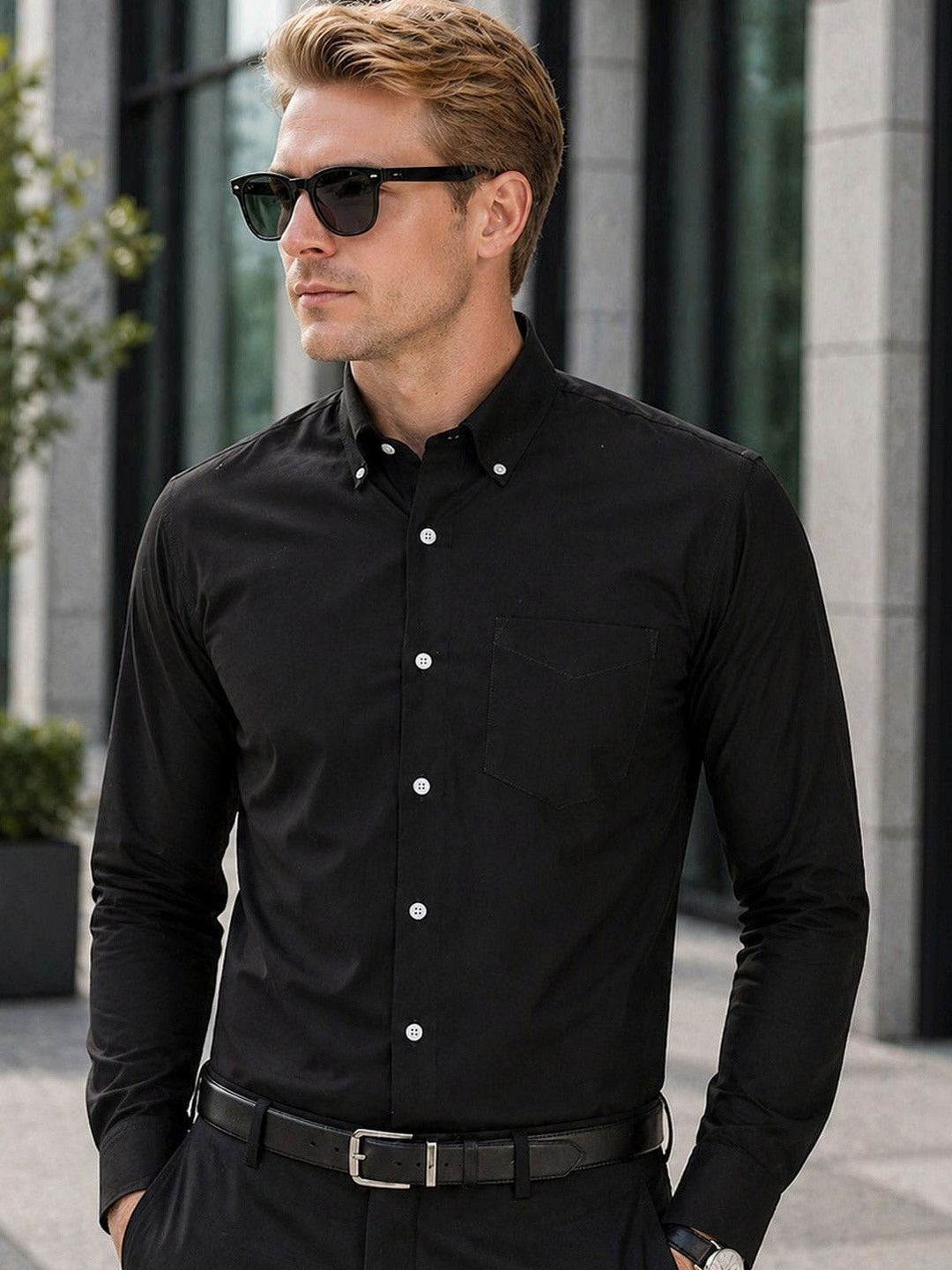 Esmoriz Solid Cotton Button Down Formal Men's Shirt - Multiple Colors Available