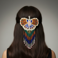 Butterfly Beaded Barrettes with Fringes Brown& White