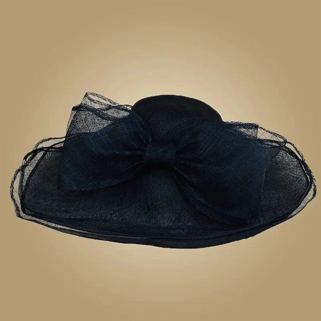 Elegant Black And White Fascinator Hats For Wedding Church Sinamay Hats With Big Bowknot Kentucky Derby Hat Fedora Tea Party