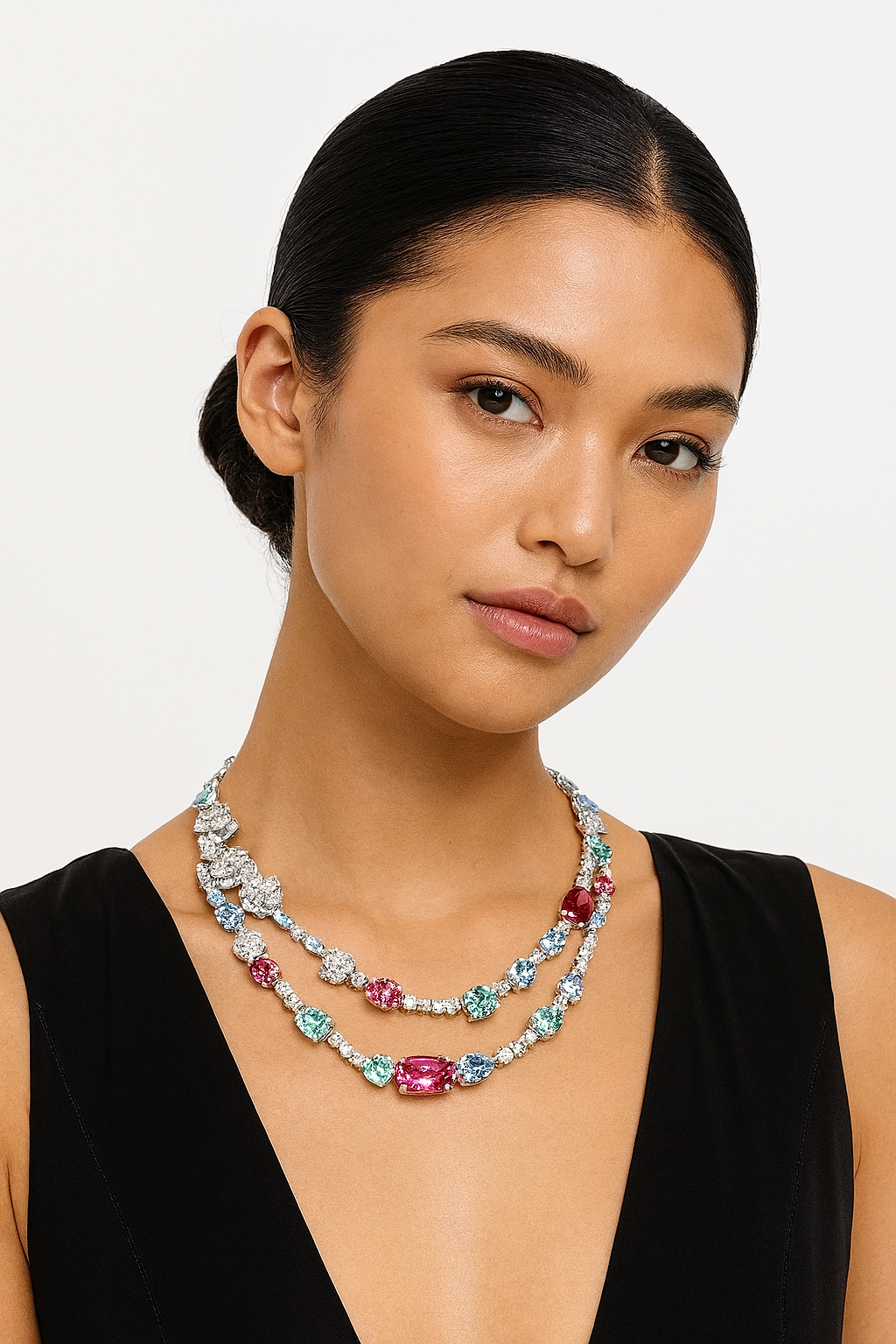 Fancy Color Zirconia Necklace 925 Sterling Silver | Elegant Fine Jewelry for Women  Product Description: