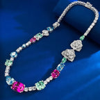 Fancy Color Zirconia Necklace 925 Sterling Silver | Elegant Fine Jewelry for Women  Product Description: