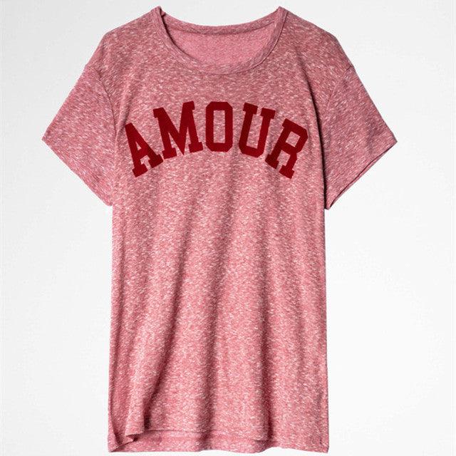 Fashion T-shirts New Flocking Letters Woman T-shirts Spring Summer Zadig Voltaire T-shirts Casual Tops for Women Pink Color T-shirts