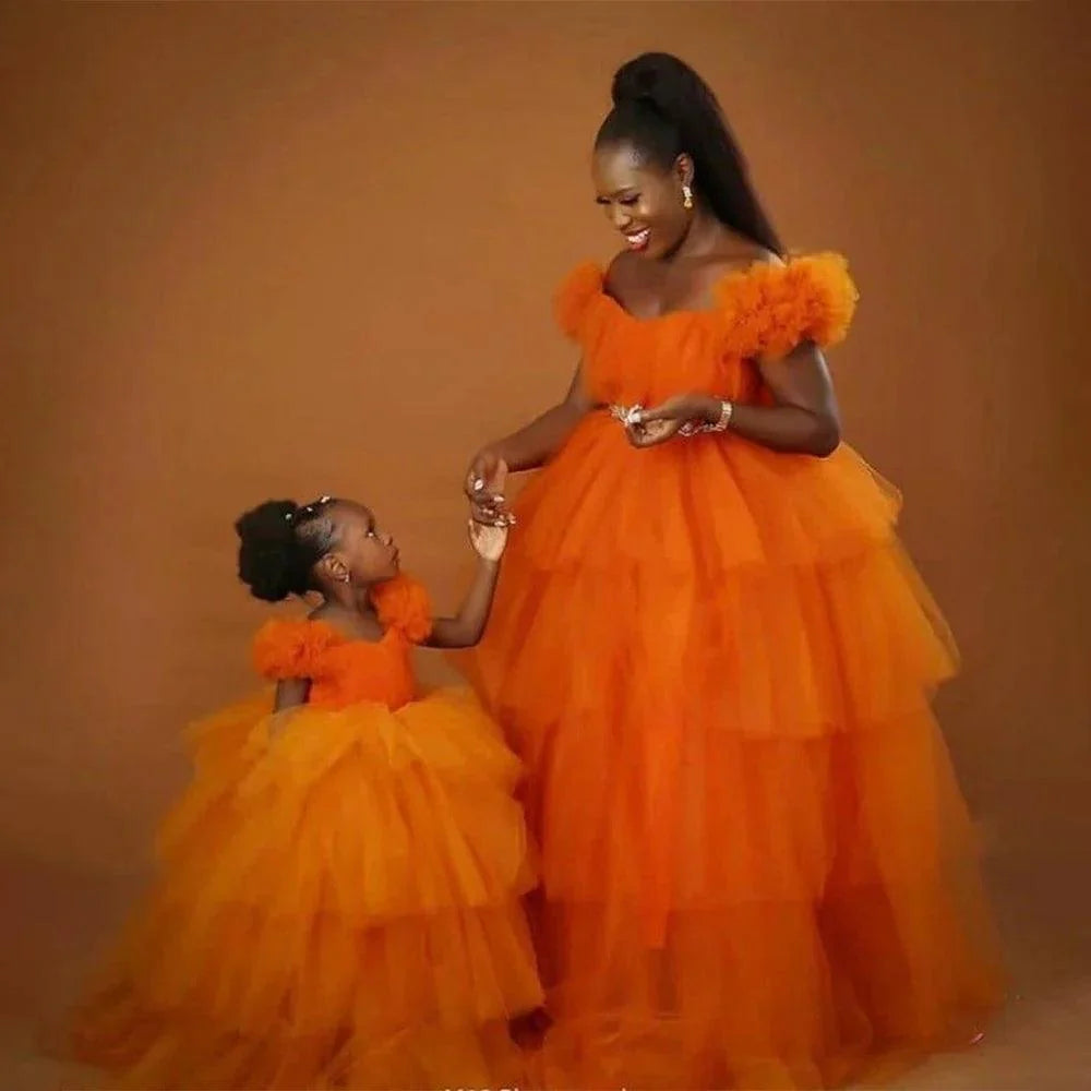 Fluffy Tulle Maternity Gown for Photoshoots