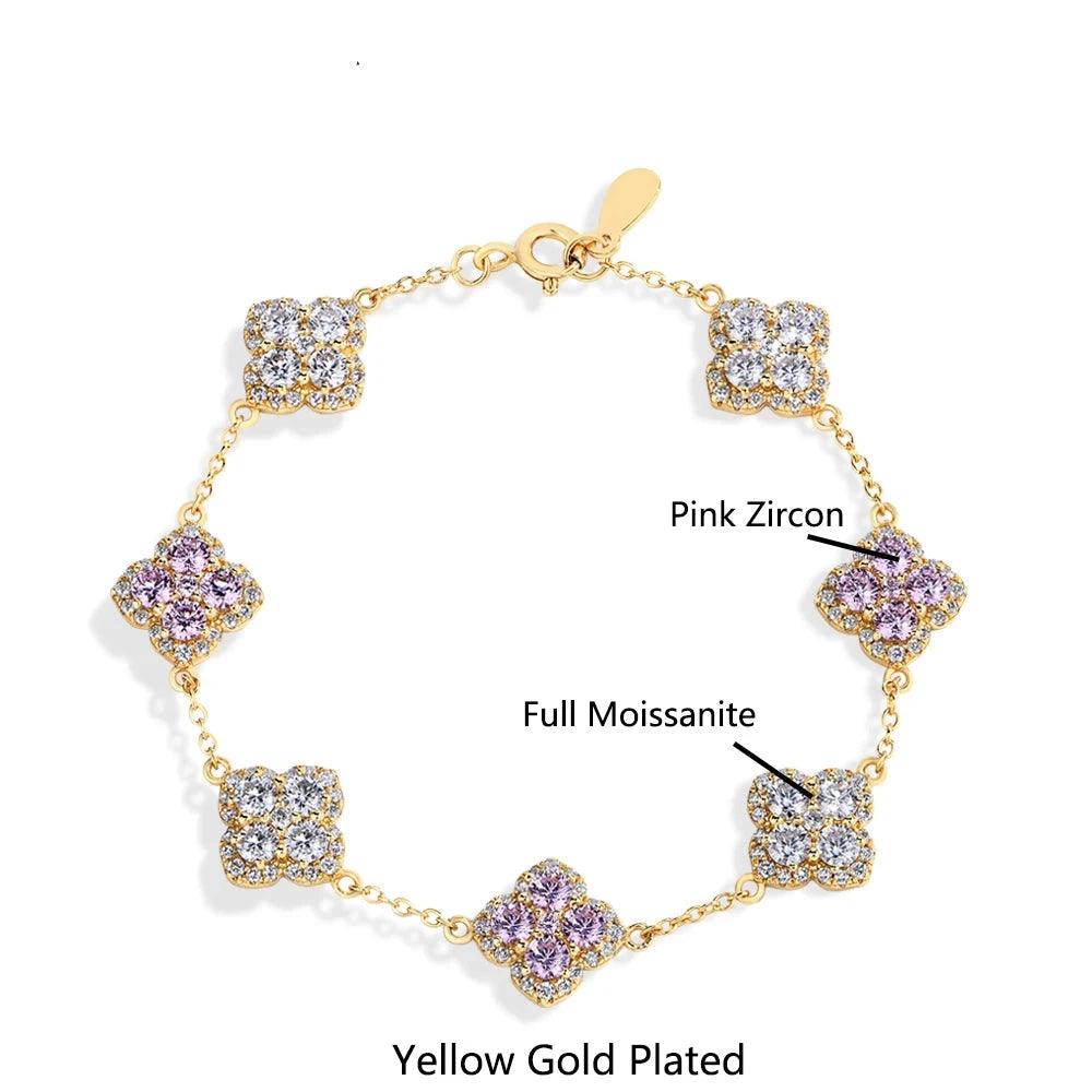 Full Moissanite Diamond Bracelet for Women - DVVS1 Clarity, 925 Sterling Silver, Gold-Plated - Engagement and Wedding Jewelry Gift