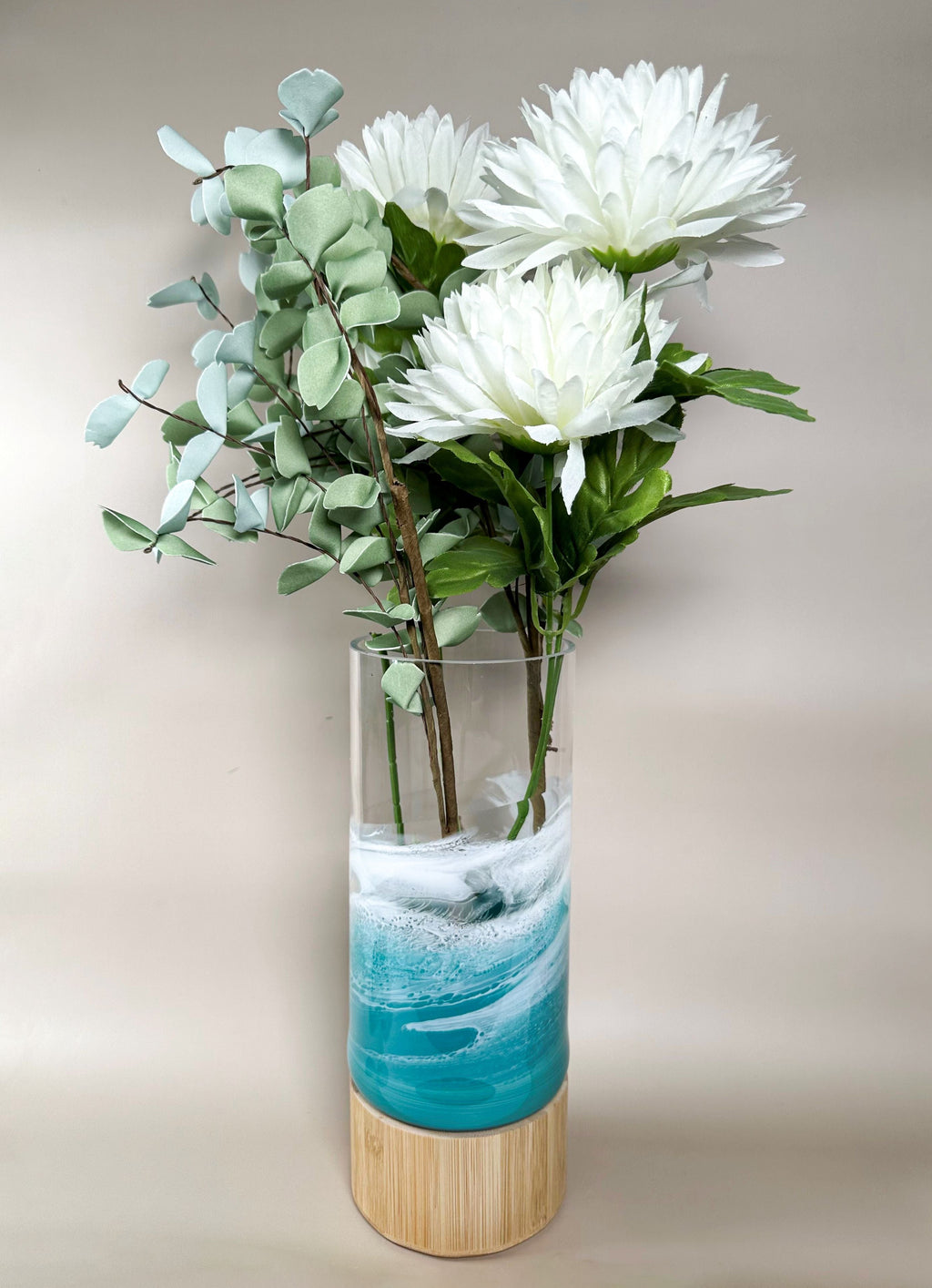 Resin Accented Vase with Bamboo Base