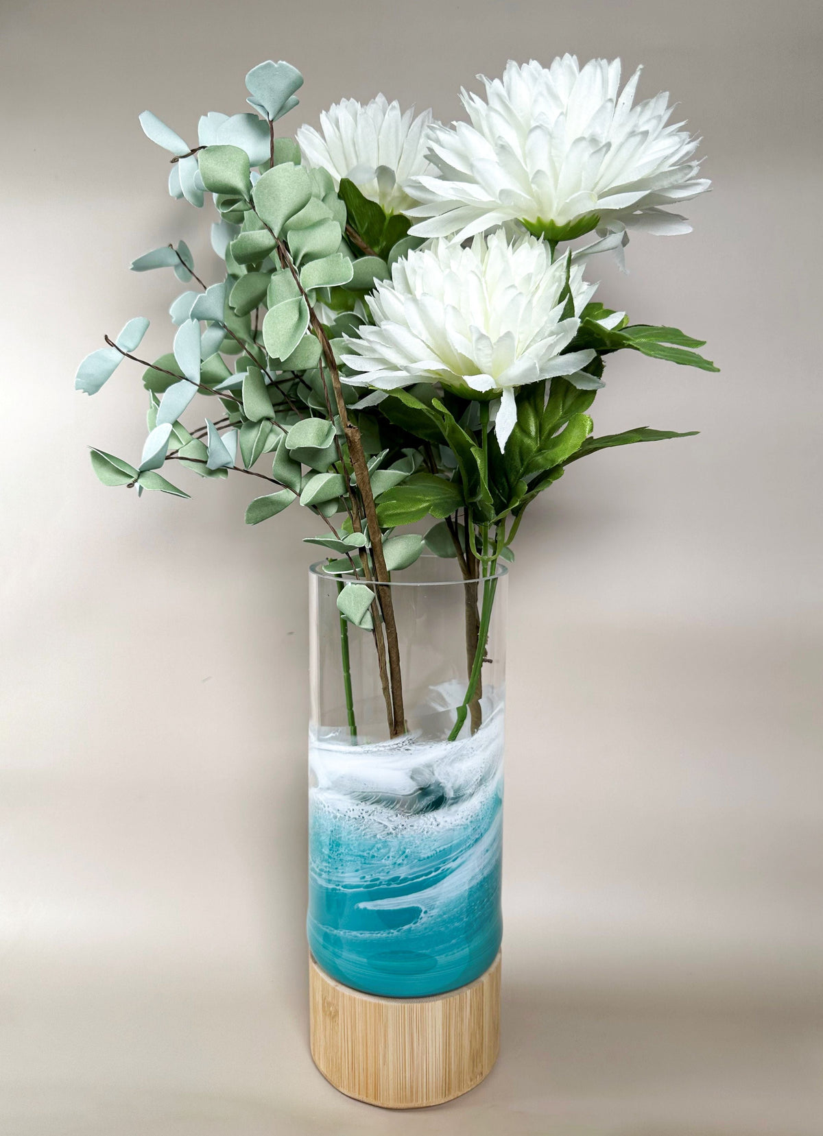 Resin Accented Vase with Bamboo Base