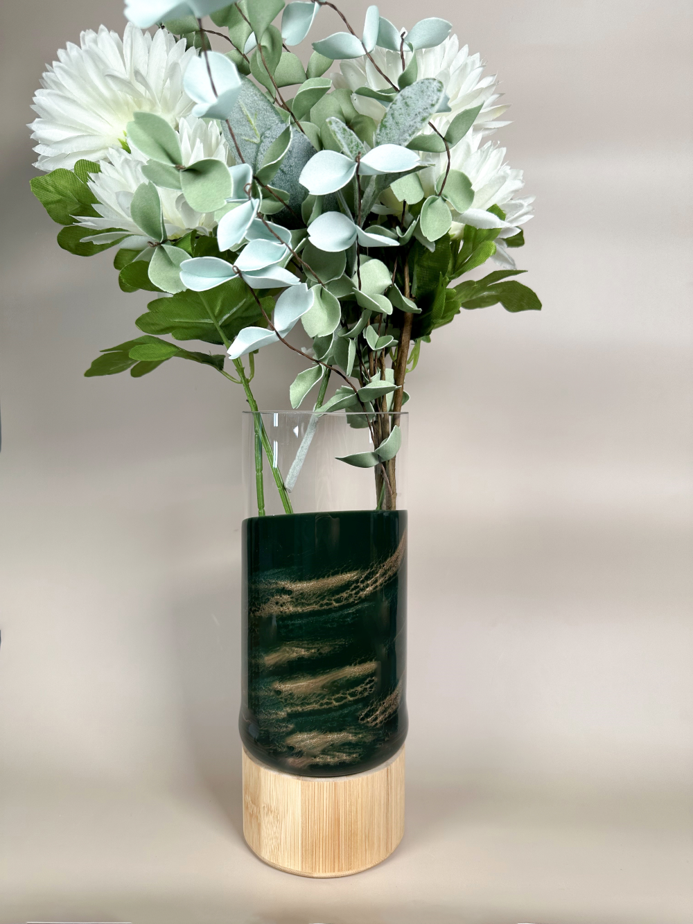 Resin Accented Vase with Bamboo Base