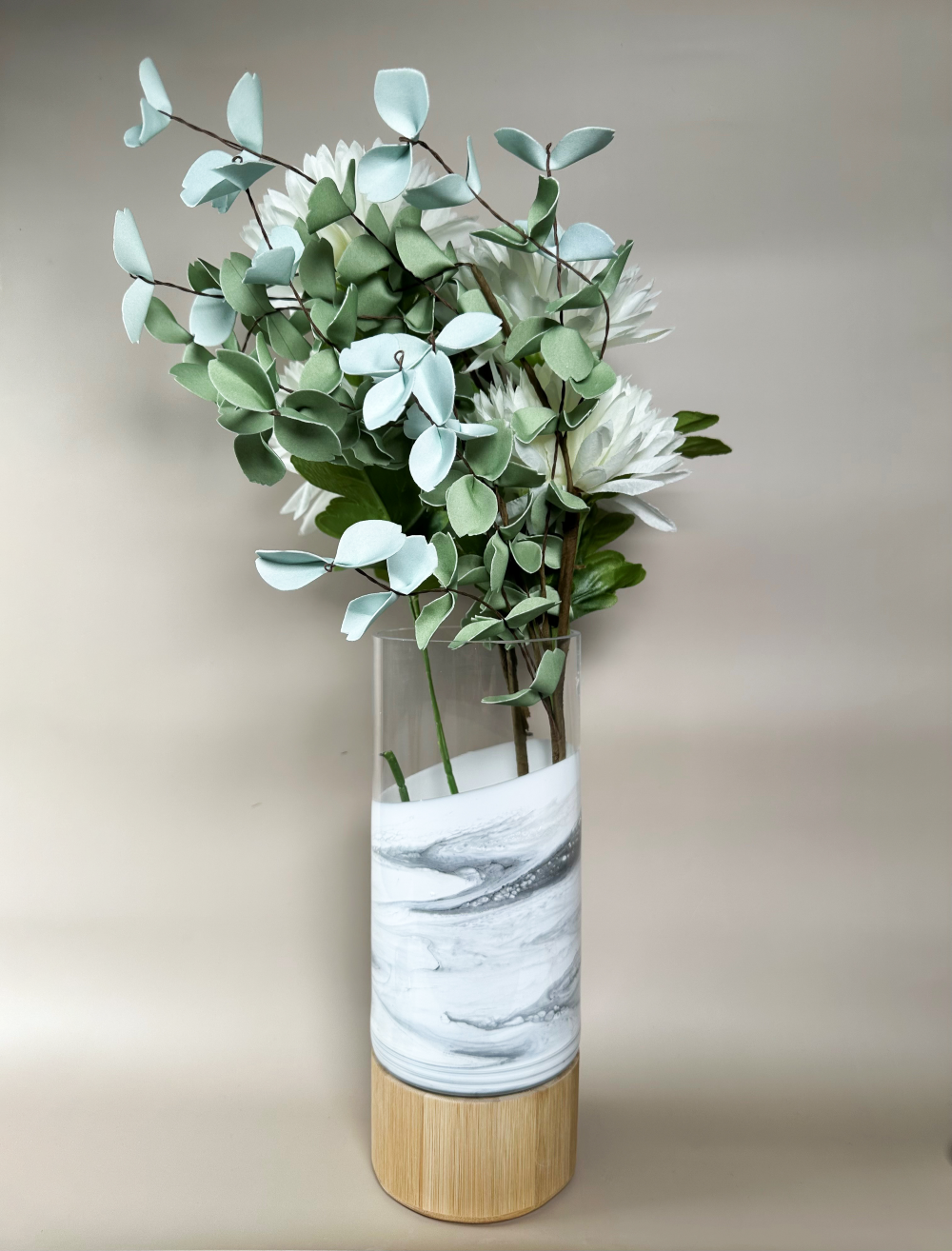 Resin Accented Vase with Bamboo Base