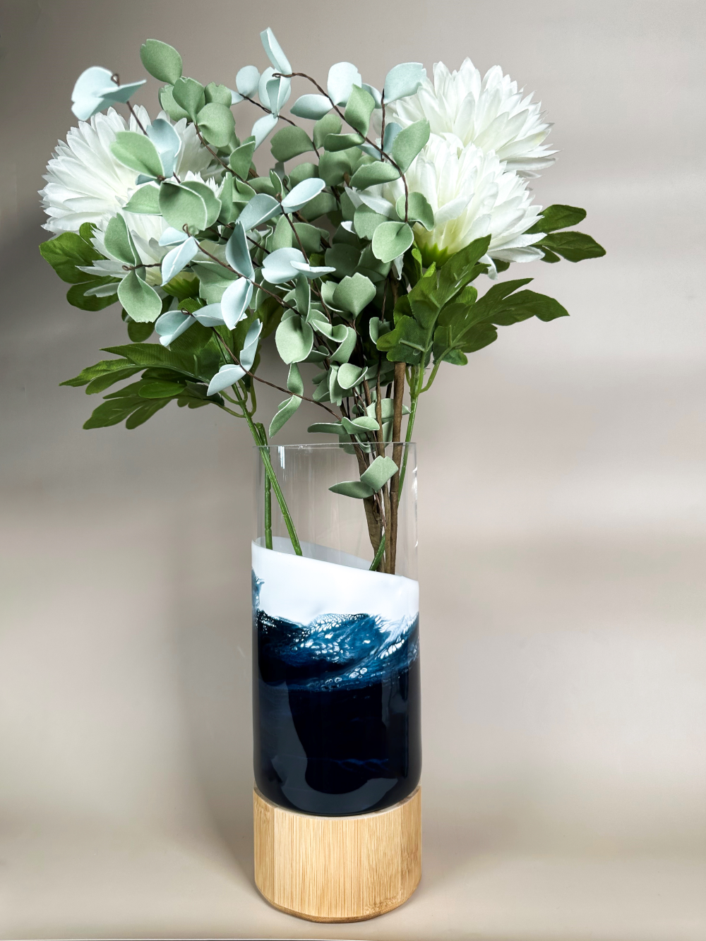 Resin Accented Vase with Bamboo Base