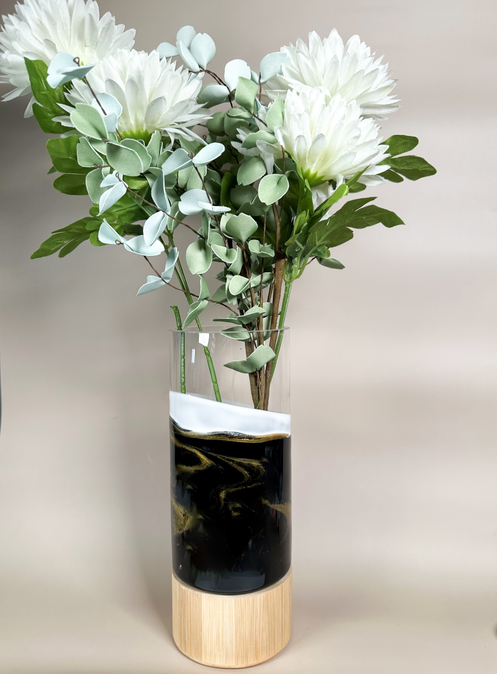 Resin Accented Vase with Bamboo Base