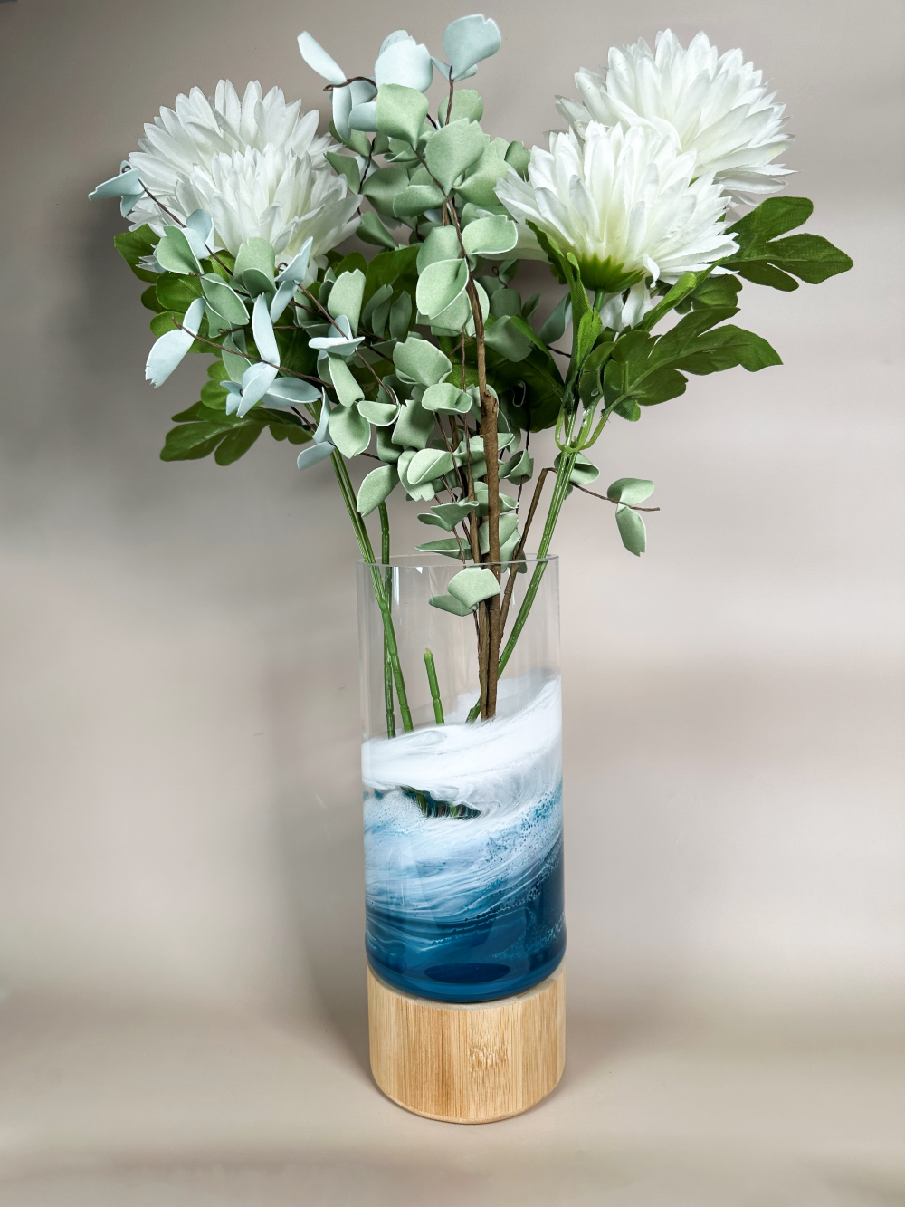 Resin Accented Vase with Bamboo Base