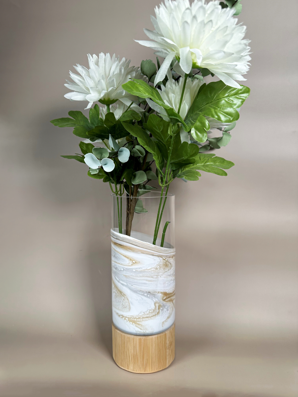 Resin Accented Vase with Bamboo Base