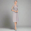 Gray Lace Chiffon Mother of Bride Dress with Jacket