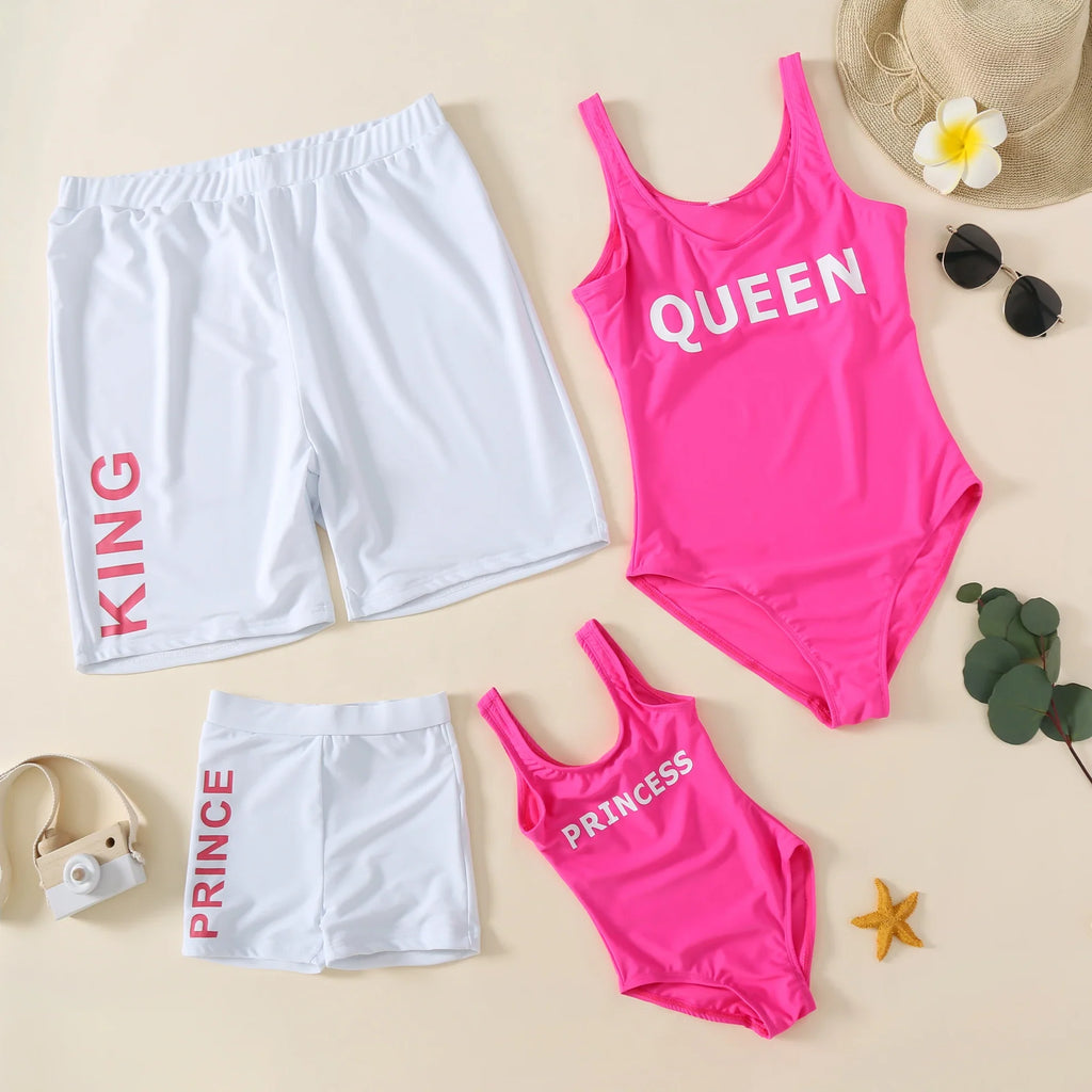 Family Matching Floral Swimwear – Mommy & Me Swimsuits and Men’s Boy Swim Trunks for Beach Holidays