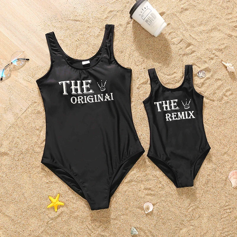 Family Matching Floral Swimwear – Mommy & Me Swimsuits and Men’s Boy Swim Trunks for Beach Holidays