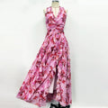 2026 Sexy Halter Floral Maxi Dress  -  Sleeveless Fit & Flare Party Gown with Ruffles