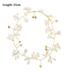 Crystal Pearl Bridal Tiaras Hairbands Hairpins Bridesmaid Diamante Hair Vine Accessories Wedding Jewelry 35cm Headwear