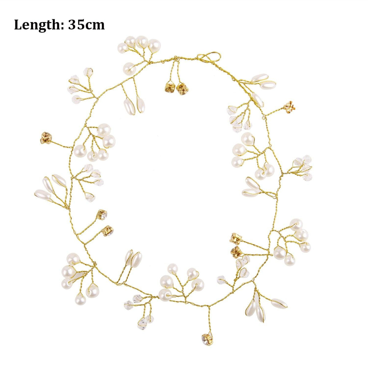 Crystal Pearl Bridal Tiaras Hairbands Hairpins Bridesmaid Diamante Hair Vine Accessories Wedding Jewelry 35cm Headwear