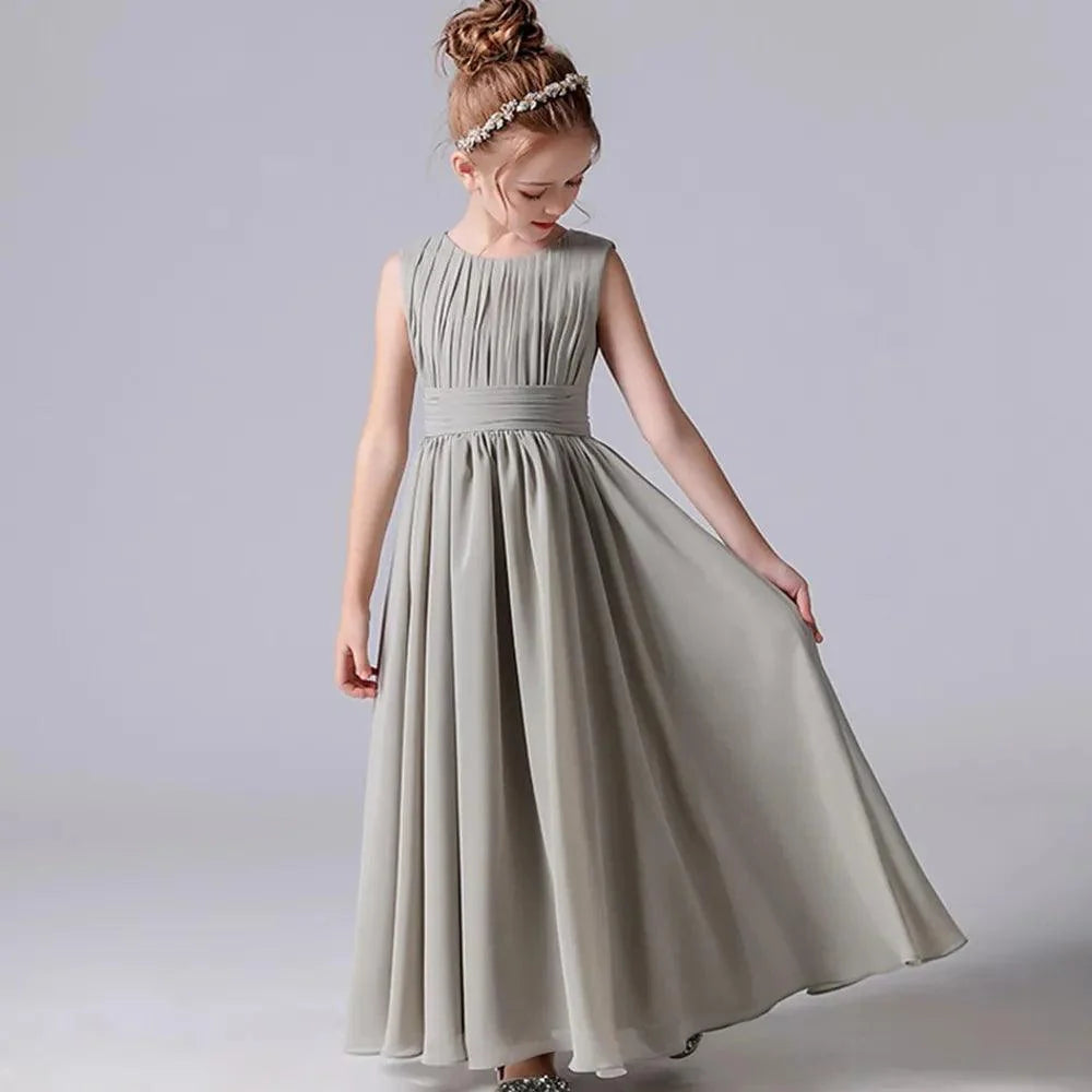 Chiffon Pleated Flower Girl Dress