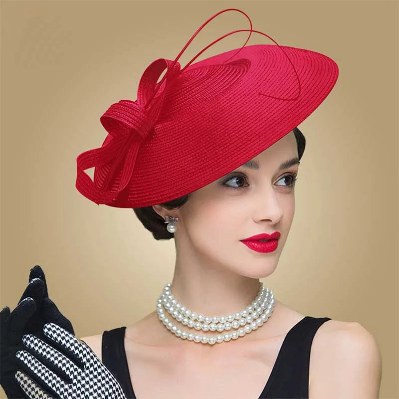 Fascinators Black and White Wedding Pillbox Hat for Women – Vintage Straw Fedora, Elegant Church Dress Hat, Sinamay Derby Hat