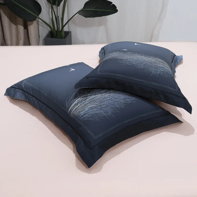 Wild Whimsy 600 TC Floral Cotton Duvet Set - Navy Blue