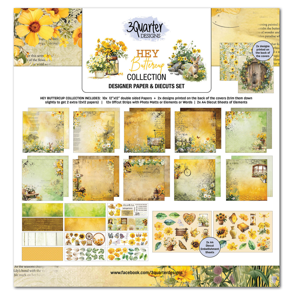 3Quarter Designs Hey Buttercup 12x12 Design Paper & Diecuts Set