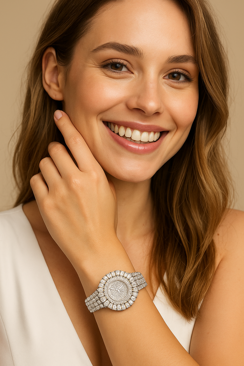 19cm Women's Full Crystal Watch  AAA Cubic Zirconia Bracelet Watch for Wedding Party Jewelry | Japan Movement | Waterproof