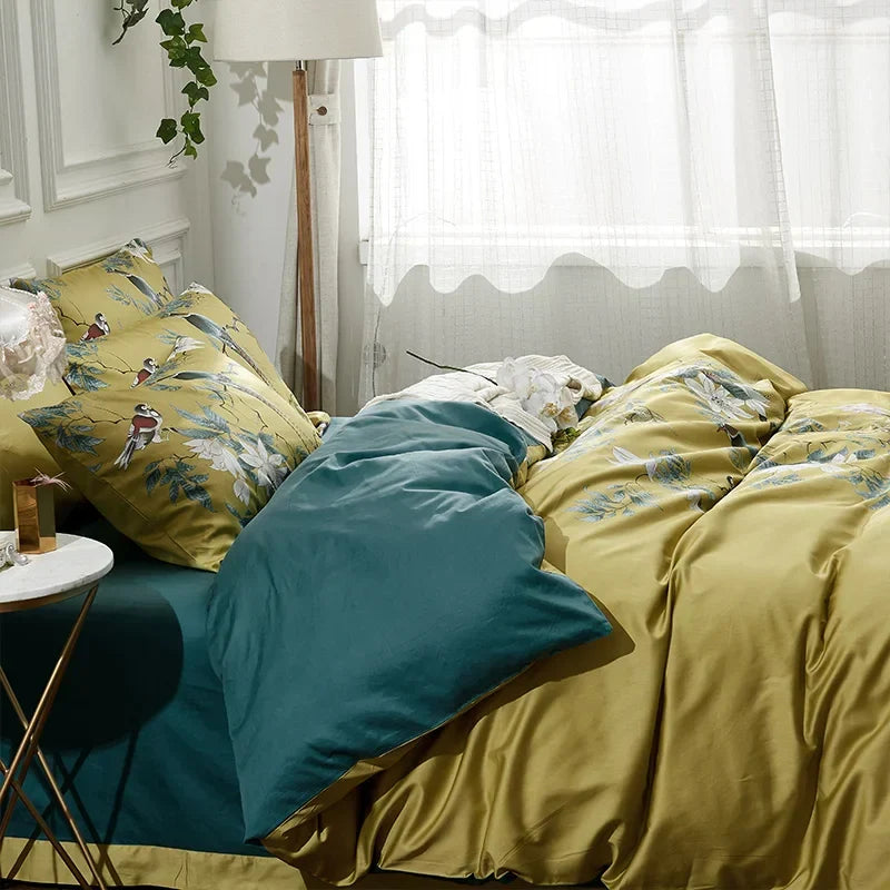 Eden 600 TC Elegant Cotton Duvet Set - Olive Green