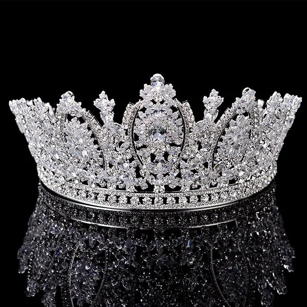 Classic Princess Crown  -  Elegant Bridal Tiara for Women | Sparkling Zircon Hair Jewelry Corona Princesa