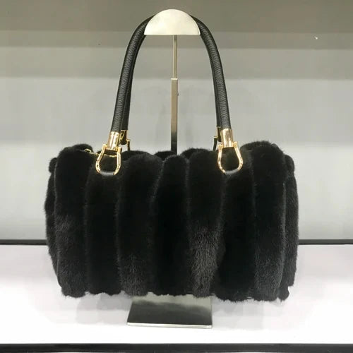 Fur Bag Women Natural Mink Fur Handbag Ladies Winter Warm Crossbody Bags Famous Brand Large Capacity Shoudler Clutch New