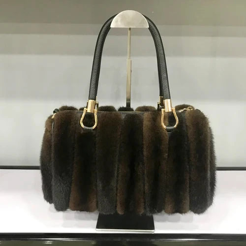 Fur Bag Women Natural Mink Fur Handbag Ladies Winter Warm Crossbody Bags Famous Brand Large Capacity Shoudler Clutch New