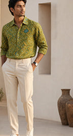 Udaipur Handcrafted Bandhani Tie & Dye Shirt - Green