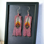 light Pink Beaded Feather Earrings