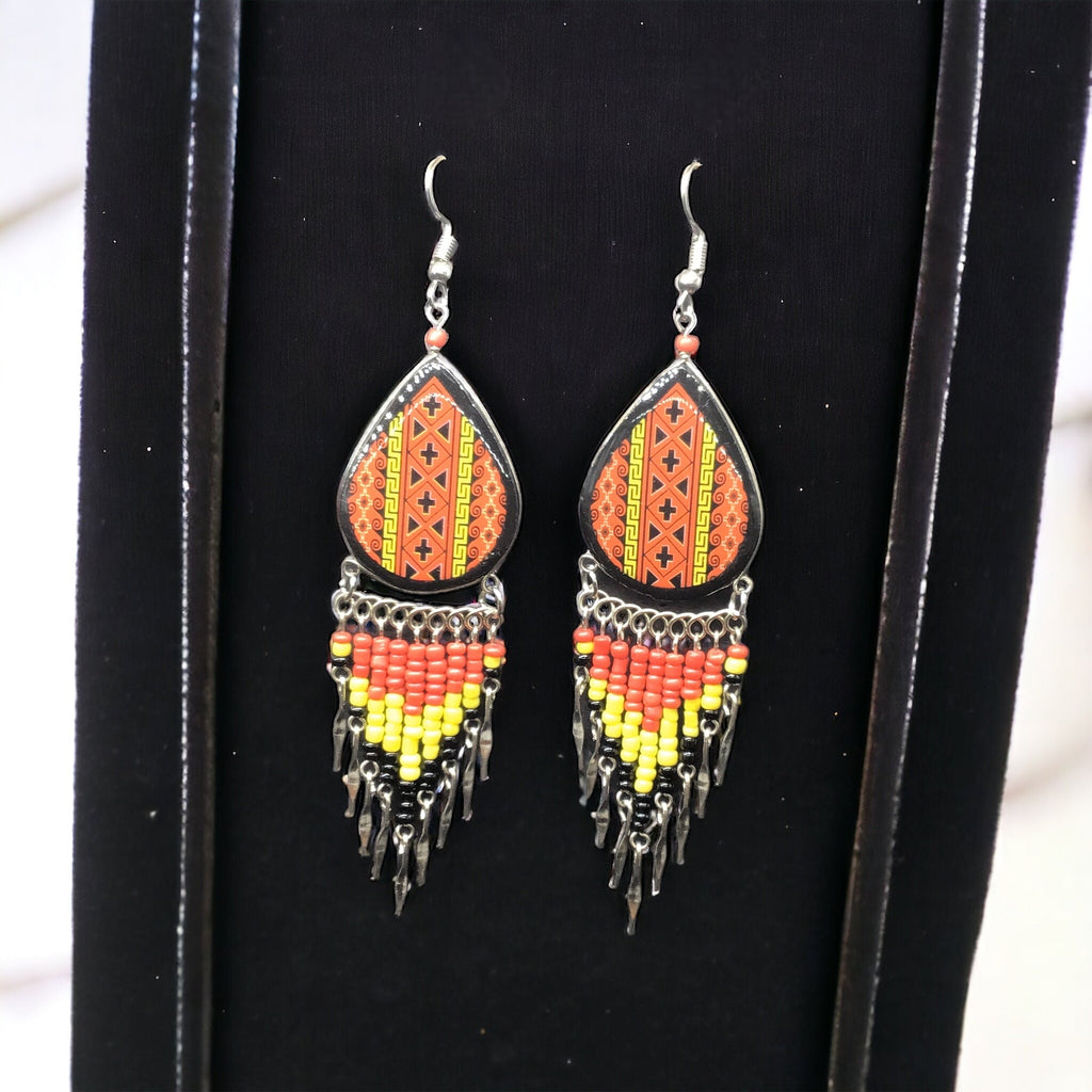 Southwestern Painted Red and Yellow Earrings