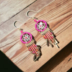fuscia pink Dreamcatcher earrings