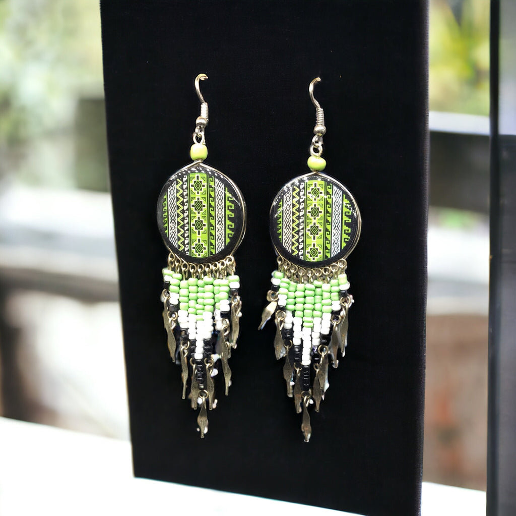 Southwestern Round Green Earrings
