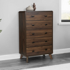 Commode 5 tiroirs en finition noyer - Monarch (I5234)