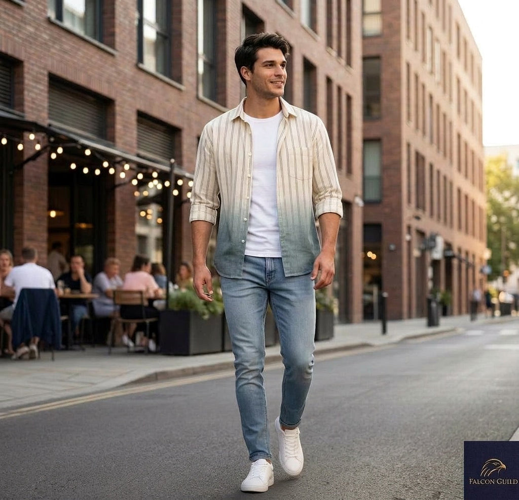 Surat Striped Ombre Dyed Relaxed Fit Everyday Men's Shirt - Multiple Colors Available