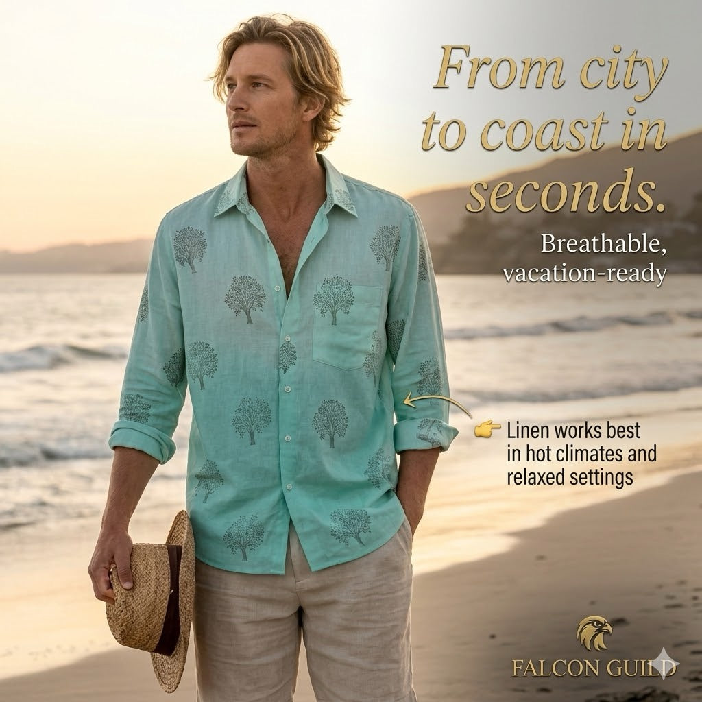 Palej Block Printed Relaxed Fit Everyday Men's Shirt - Sea Green